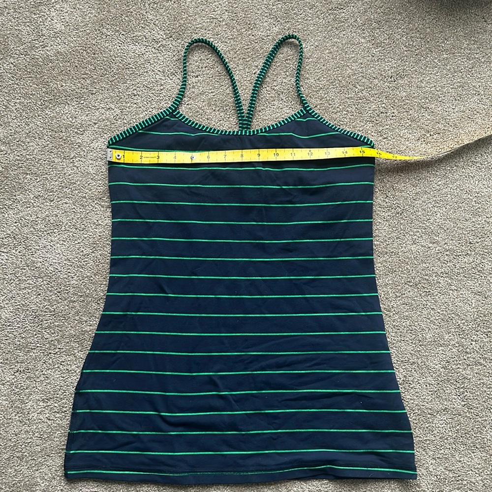 Lululemon power Y top with blue and green stripes